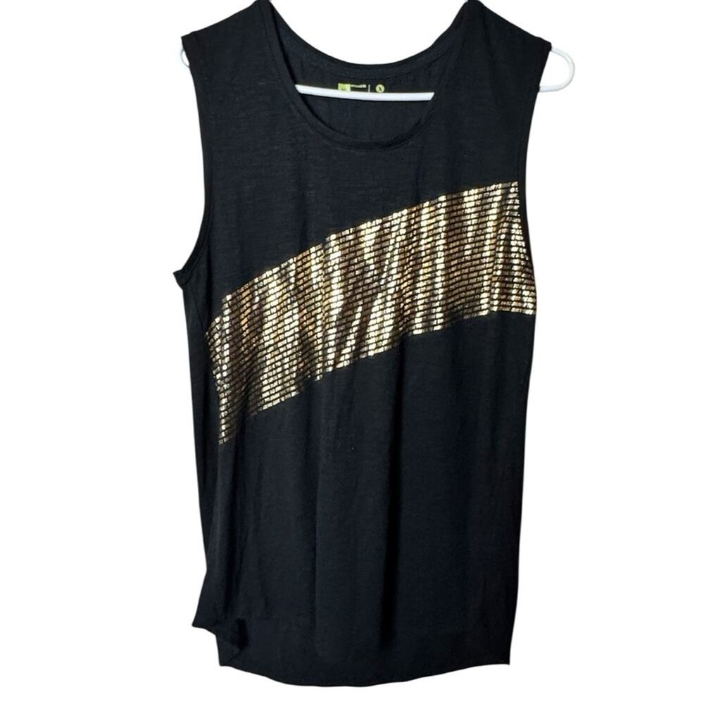 Xersion Relaxed Fit Black and Gold Shine Graphic  Women's Sleeveless Sz XL NWT
